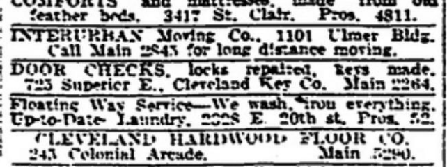 1923 Cleveland Key Co. newspaper advertisement for lock repair and key-making services